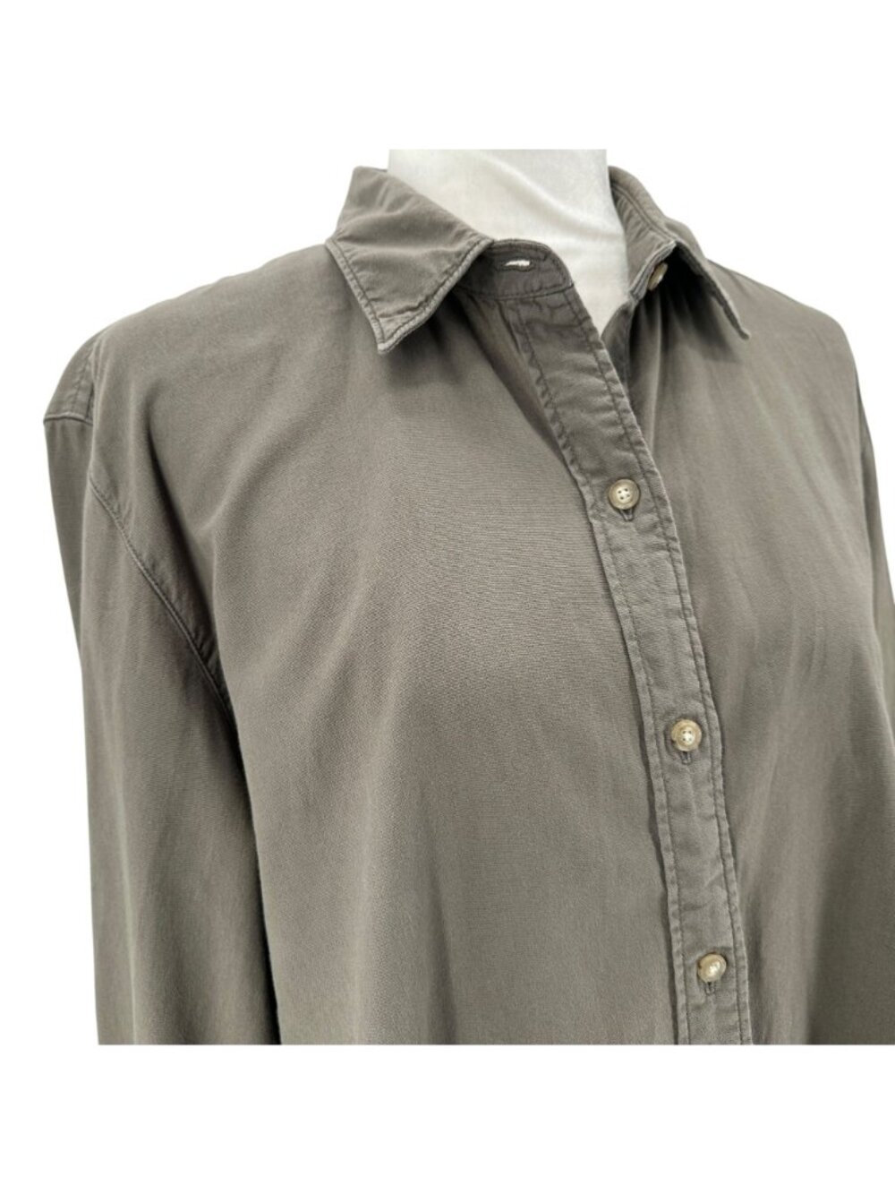 Aritzia Denim Forum Womens Small Top Cotton Green Button Relaxed Fit - Picture 2 of 7
